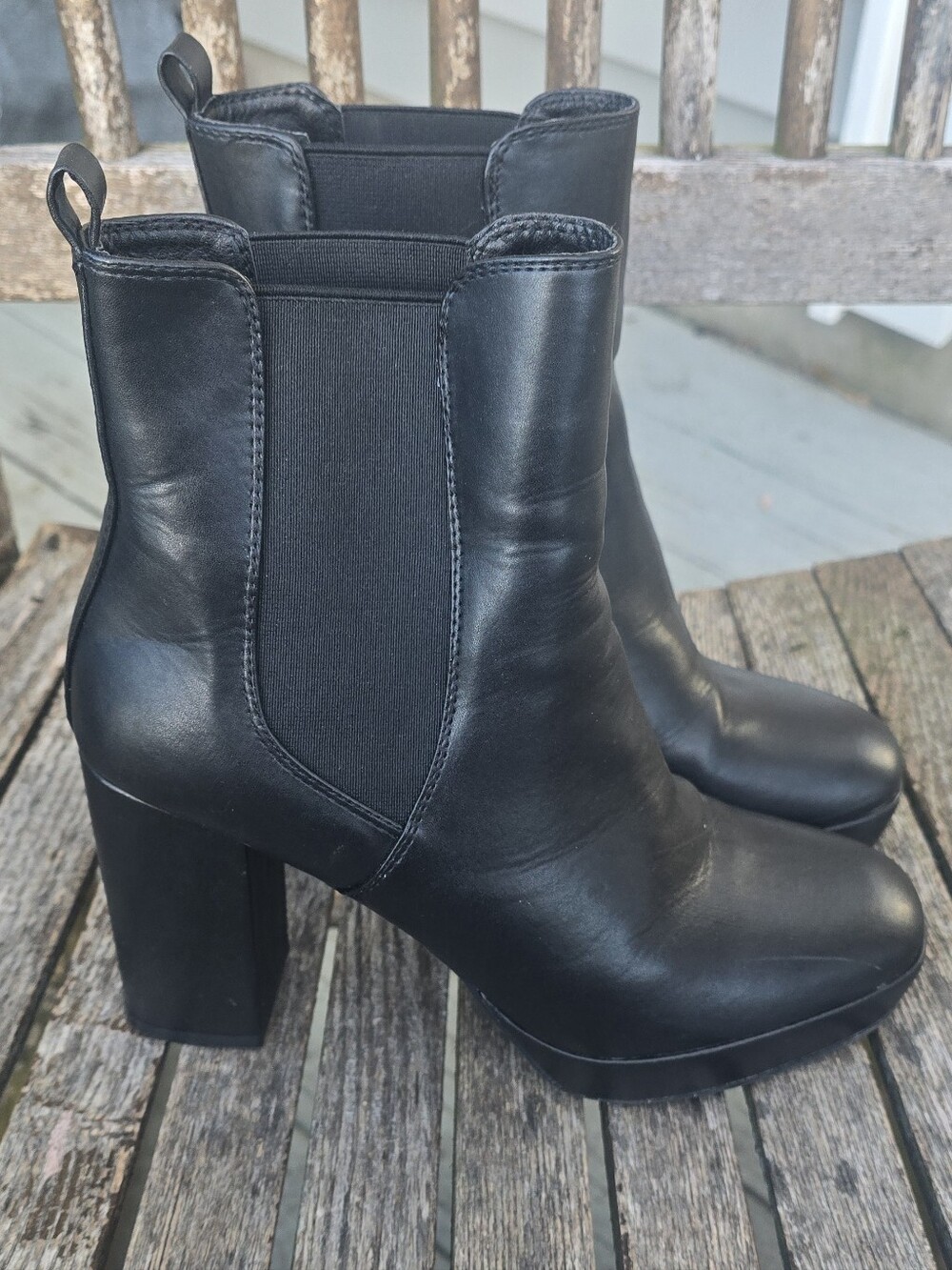 MIA Black Platform Block Heel Chelsea Ankle Boots
